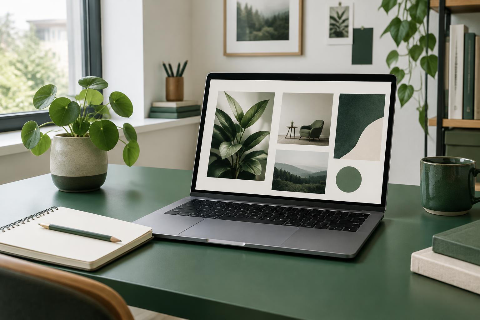 Werkplek met een laptop voor het ontwerpen van een website
